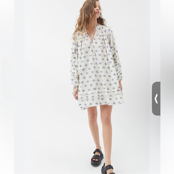 Urban outfitters Jai Embroidered Babydoll Mini Frock Dress - Picture 2 of 6